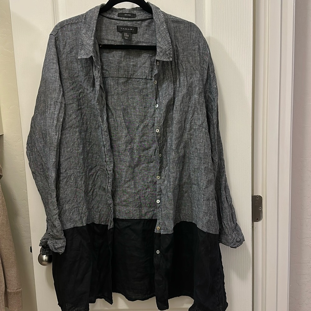 TAHARI tunic linen top